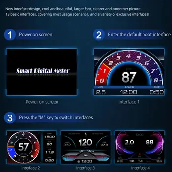 ANCEL P3 HUD (Baş Üstü Gösterge) Otomatik Ekran OBD2+GPS Akıllı Araç HUD Göstergesi Dijital OBD Hız Güvenlik Alarmı Su ve Yağ Sıcaklığı Devir Sayısı 10 best sales Obd devir - №5