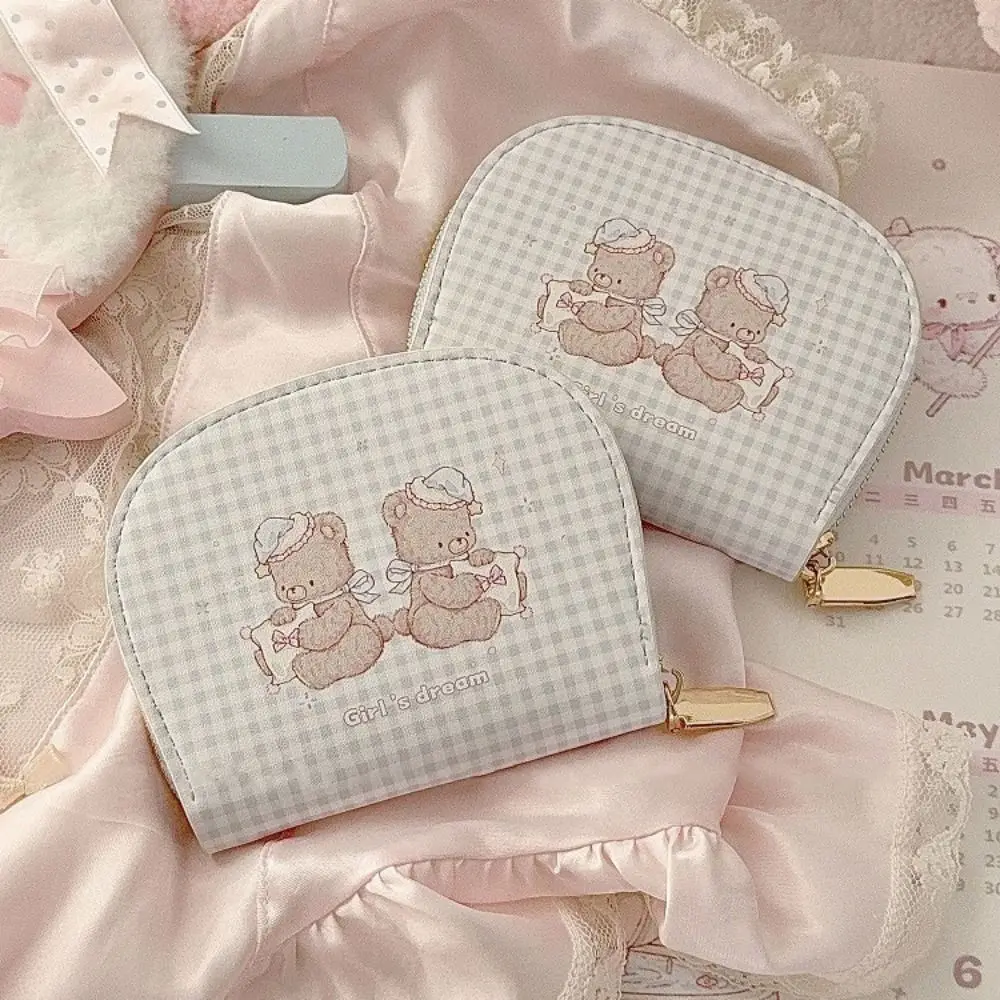 Cute Good Night Bear Card Bag Anti Demagnetization PU Leather Coin Purse Gift Multiple Card Slots Card Holder Women Girls