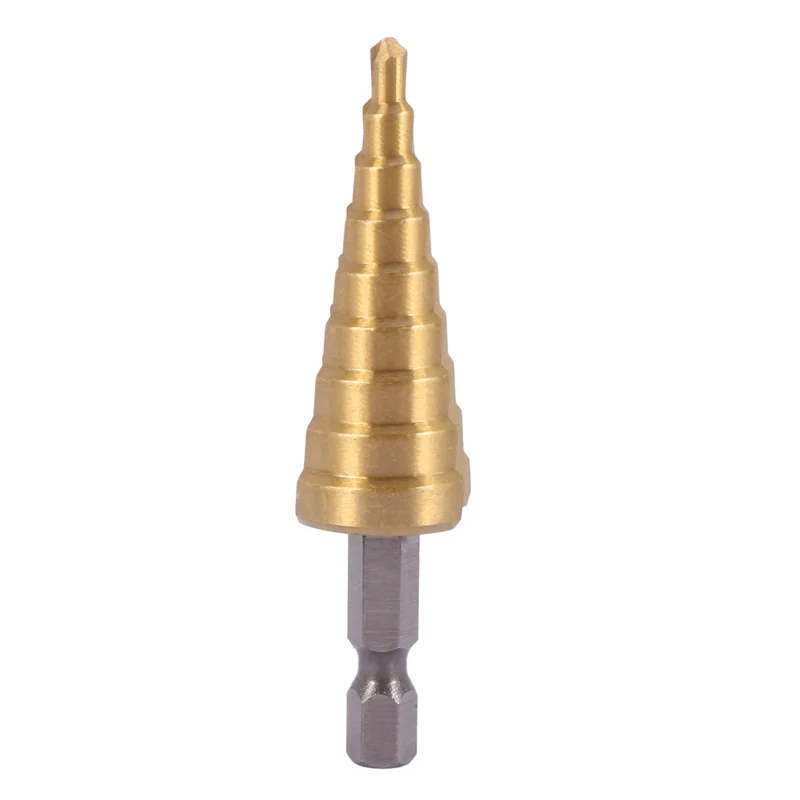 

AB35-15 Pcs HSS Titanium Step Drill Bit Set & 5 Pcs Automatic Center Punch