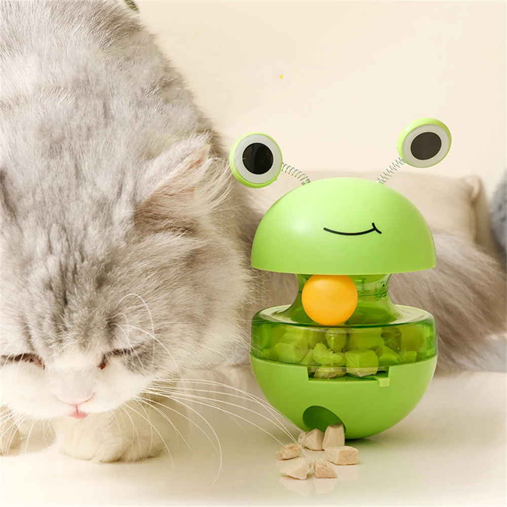 Cute Frog Shape Treat Dispenser Exercise Toy Interactive Cat Feeder Toy Indoor Pet Tumbler Ball Kitten Shaking Leakage Food Ball