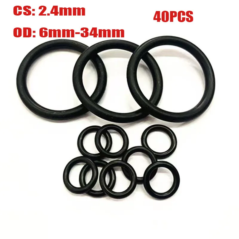 NBR O Ring CS 2.4mm OD 6mm-34mm Sealing Washer Nitrile Rubber O-ring Plumbing Gaskets Oil Resistant High Temperature Orings