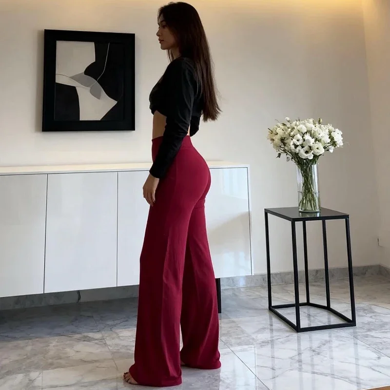 

SoftMotion Straight Leg Bottoms Women's Mid-Waist Yoga Pants GYM Leggings Naked Feel Pilates Running Sports Trousers