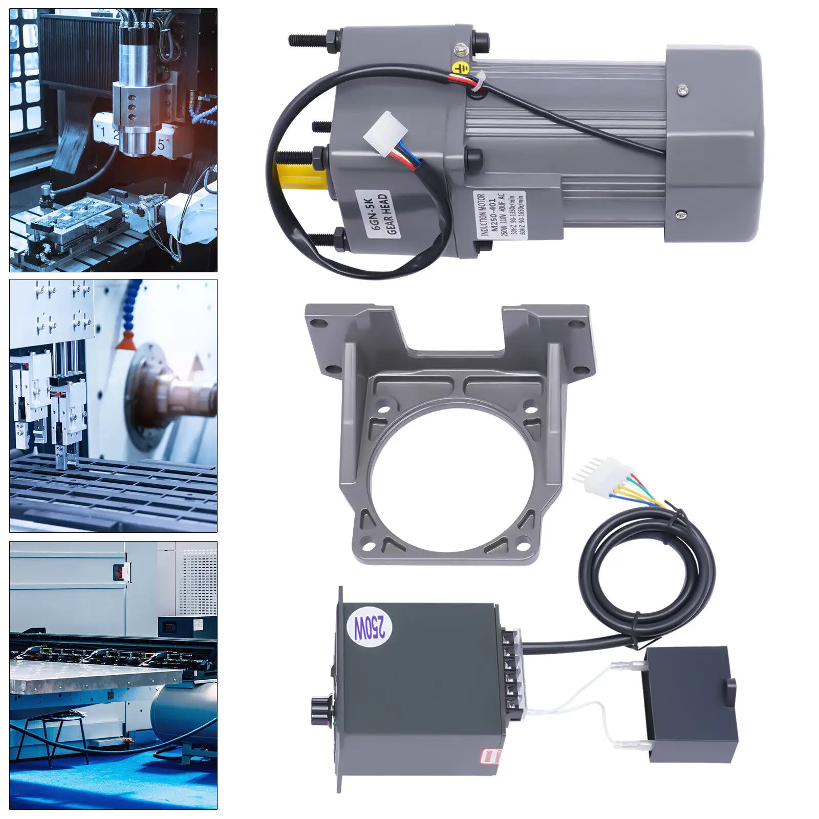 33*26*13cm, 110V 250W Gear Motor, Variable Speed Drive, Forward Reverse Electric Motor, with Controller for Machinery Equipment