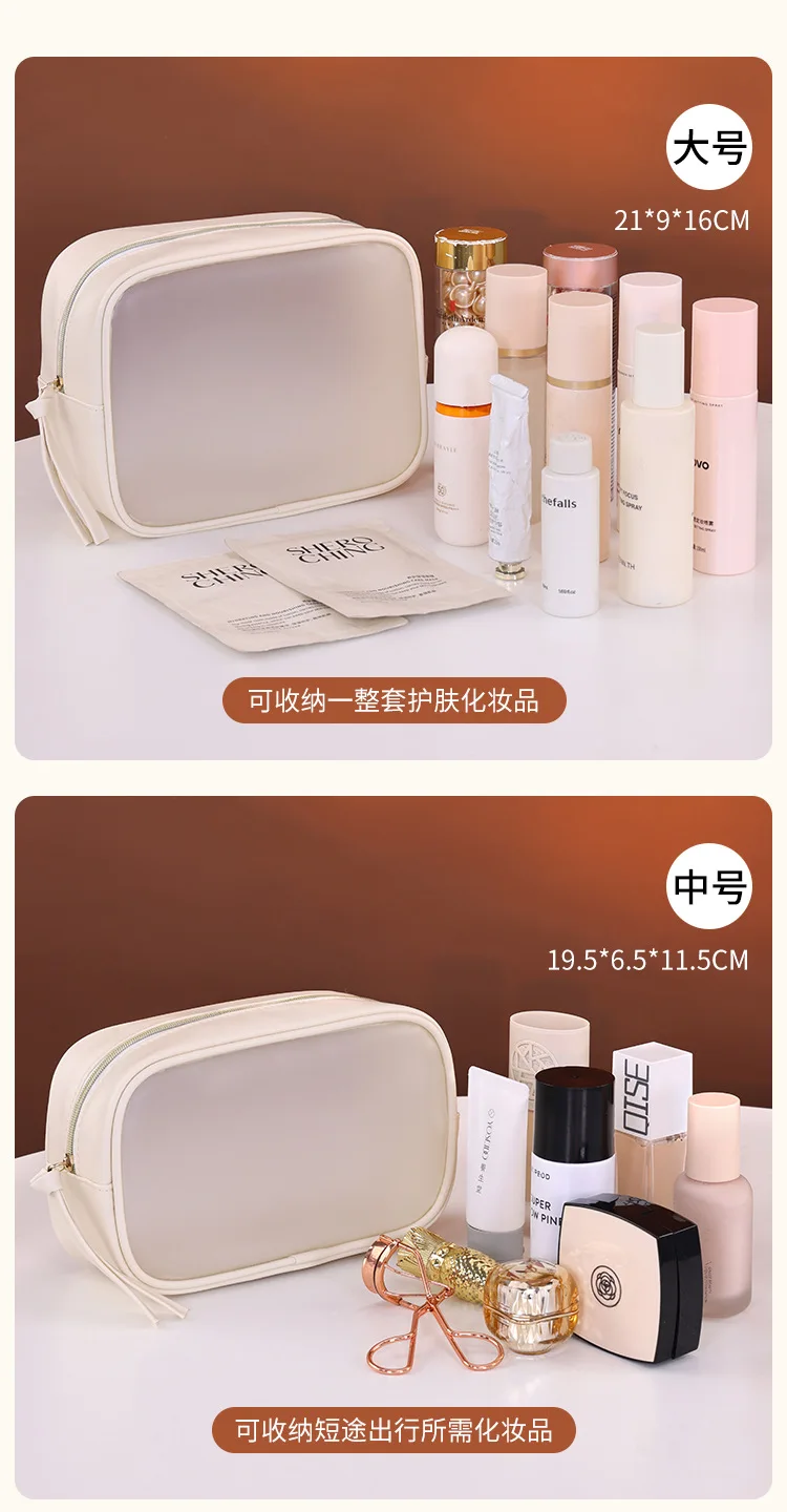 Halbtransparentes Luxus-Kosmetiktaschen-Set, 3-teilig, Große Reise-Kosmetikorganizer-Taschen, Tragbare Toilettenartikel-Aufbewahrung für Frauen – Detail 7