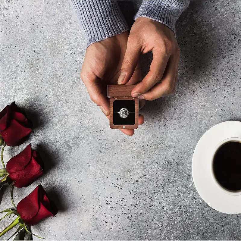 

New Premium Solid Wood Jewelry Organizer - Jewelry Display for Earrings & Couples Rings Jewelry Case Valentine Gift