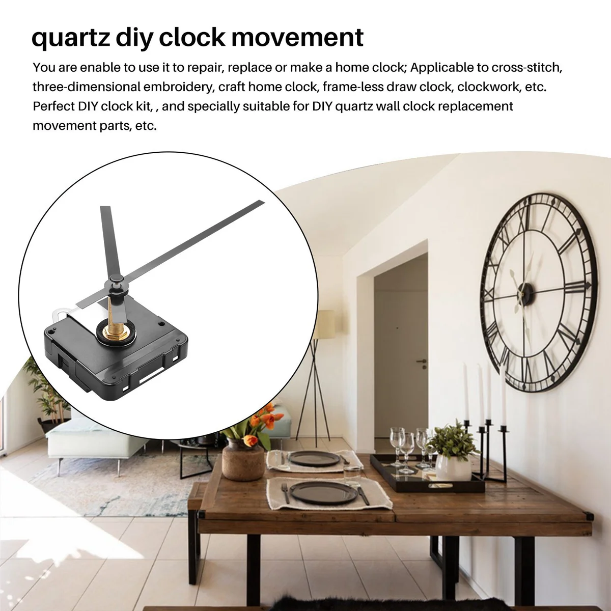31 mm Long Shaft Quartz Clock Movement Mechanism DIY Clock Repair Kit Clock Mechanism Replacement image 5