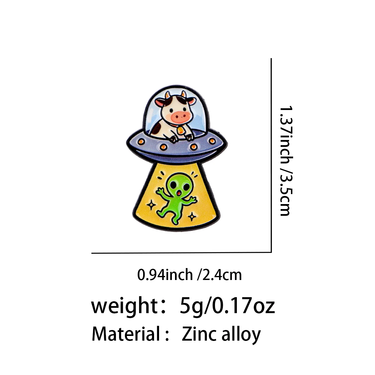 UFO-Kuh-Alien-Emaille-Pin Cartoon-Brosche Anstecknadeln Abzeichen für Rucksack Kleidung Accessoires Modeschmuck Freunde Geschenke – Detail 3