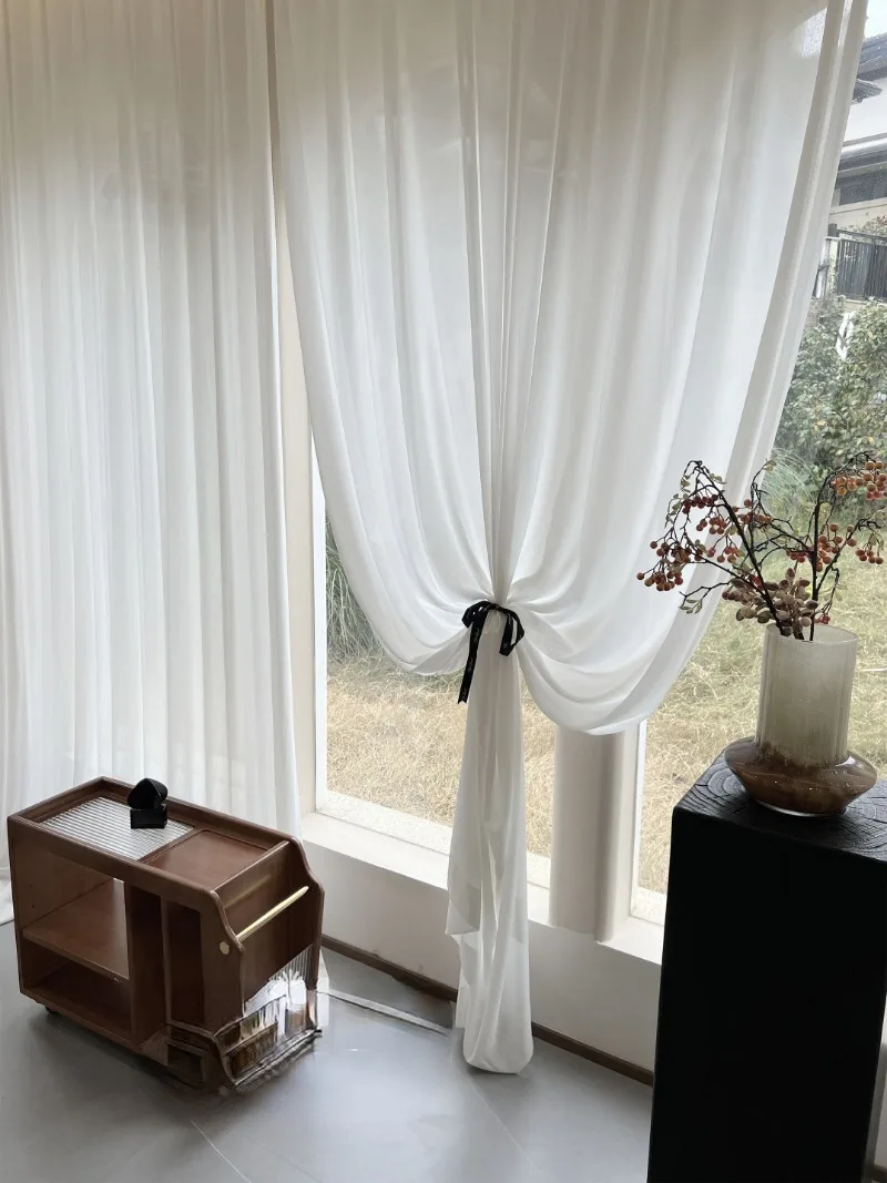 Modern Light-transmitting Non-transparent Decorative Living Room Curtains Bedroom Balcony Restaurant Partition Window Curtains