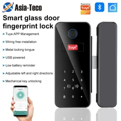 Intelligent Lock Glass Door Password Fingerprint Unlock Biometric Office Door Lock Optional Gateway Networking Support Tuya App