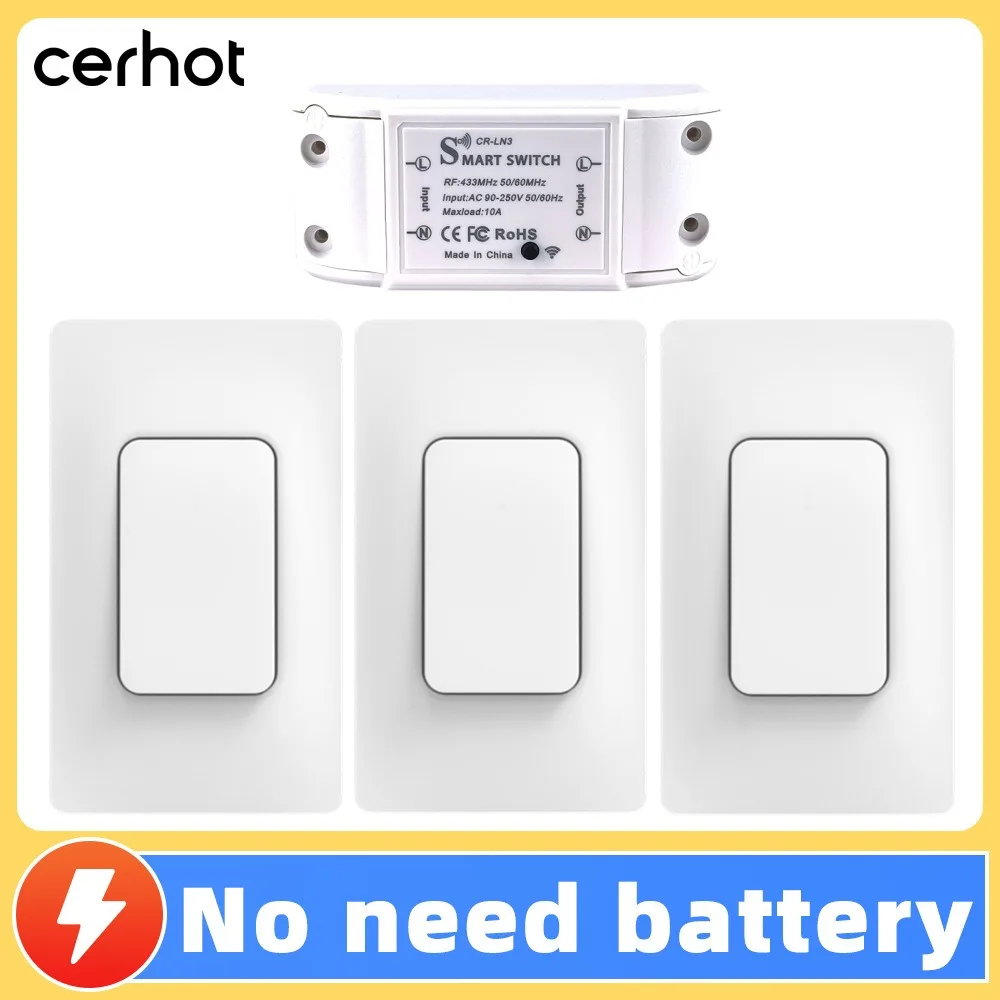 

Cerhot US Smart Home Self Powered Wireless Switch For Lights Kinetic Light Switch Kit Remote Control Switch Wireless Push Button