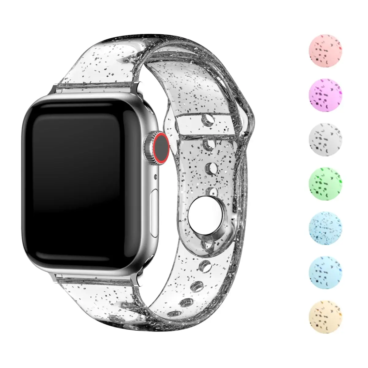 

Transparent Silicone Strap for Apple Watch Band 40mm 44mm 45mm 41mm 38mm 42mm 49 Glitter Women Sport iWatch ultra2 9 8 7 SE 6 3