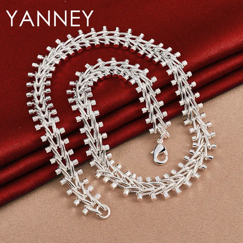 

YANNEY 925 Sterling Silver 18 Inches Exquisite Hip Hop Punk Necklace For Women Men Fashion Wedding Gift Jewelry Accessories