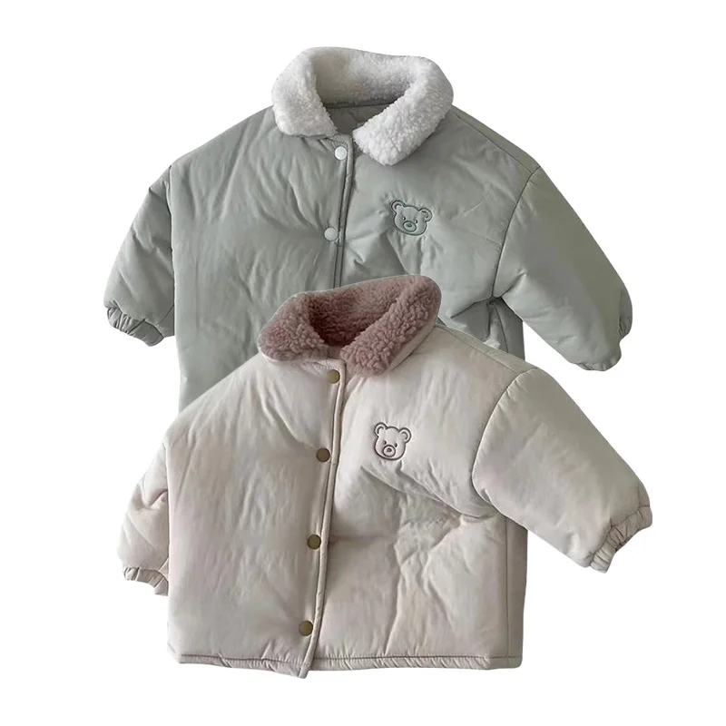 

Winter Baby Jacket Cute Bear Cotton Coats for Boys Girls Clothes Fleece Lining Warm Kids Outerwear Toddler Infant Tops Outfit