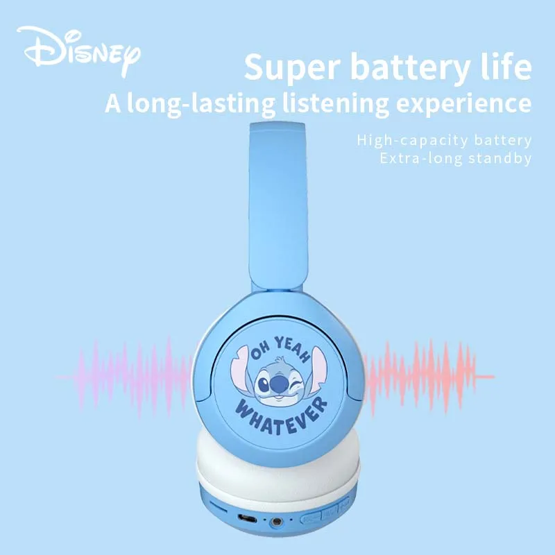 

Disney Stitch Foldable Bluetooth Headphone X6 HIFI Surround Sound Noise Reduction Cartoon Over Ear Headset with Mic Sport Earbud