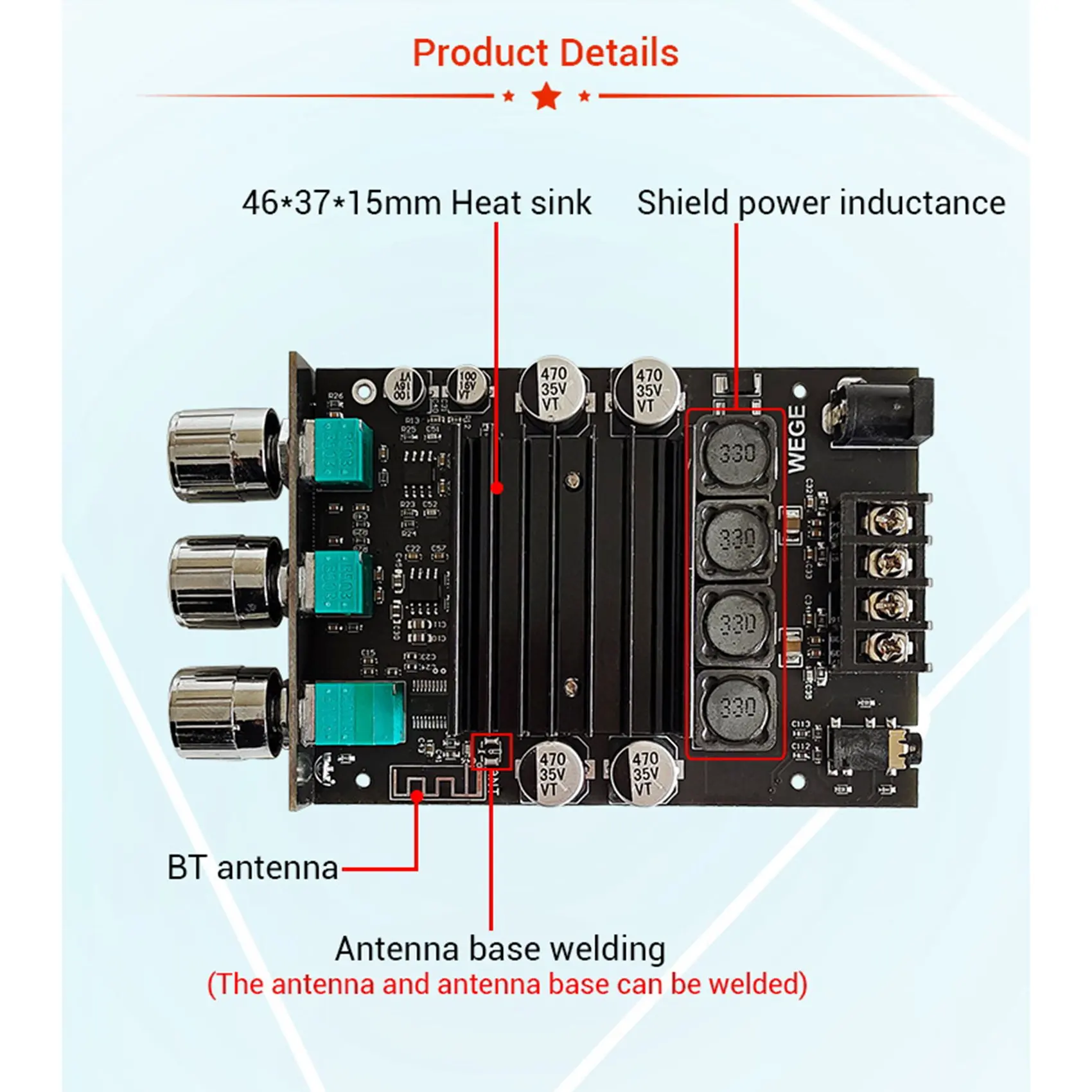 ZK-XPSM 150Wx2 Bluetooth Treble and Bass Adjustment Subwoofer Amplifier Board High Power Audio Stereo AMP TDA7498E