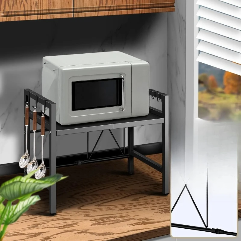 1pc Expandable 42-64cm Microwave Shelf Organizer, Moisture And Rust Proof Microwave Countertop Organizer,Tableware Storage