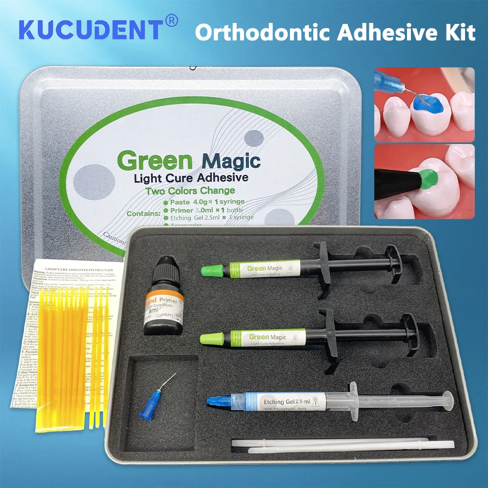 

Dental Orthodontic Light Curing Adhesive Green Glue For Bonding Brackets Paste Primer Etchant Acid Gel Direct Bonding System