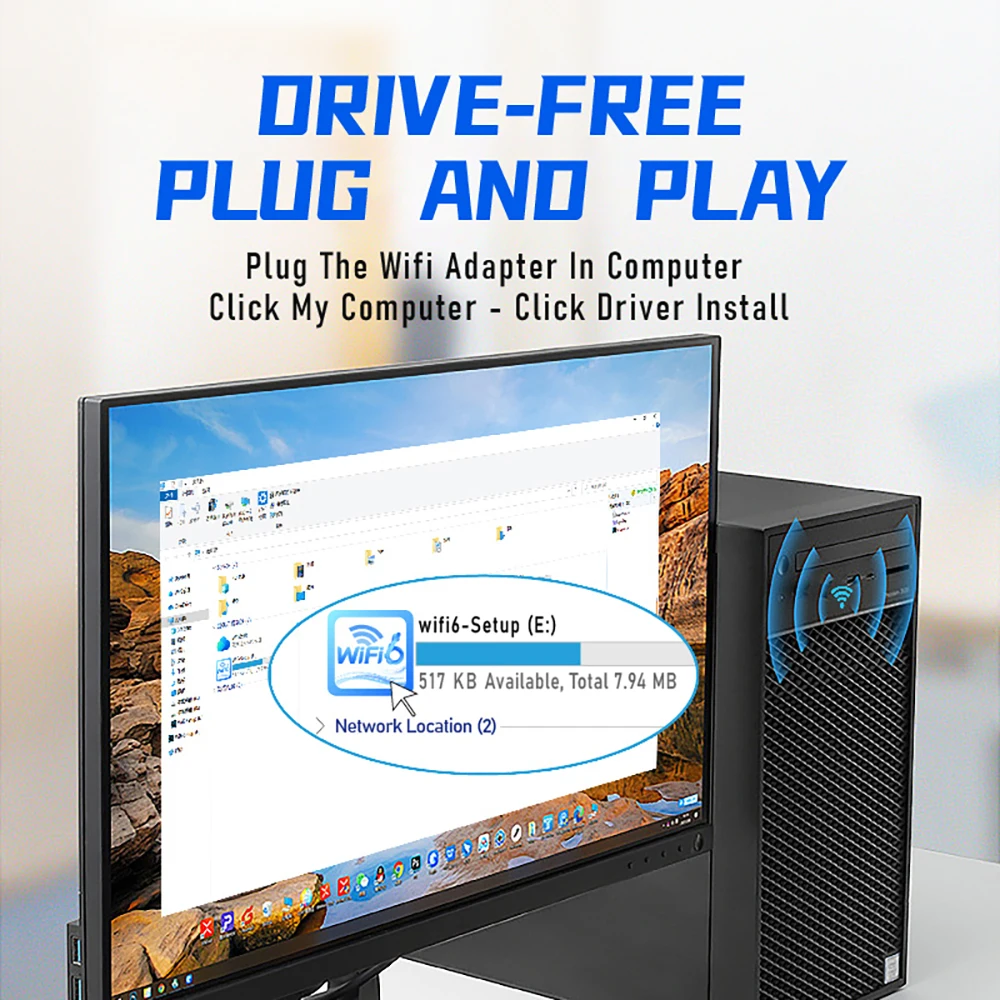 Adattatore USB WiFi 6 1800Mbps 5G/2.4GHz USB3.0 Dongle Wifi Scheda di rete wireless 802.11ax Antenna ad alto guadagno per Windows 10 11