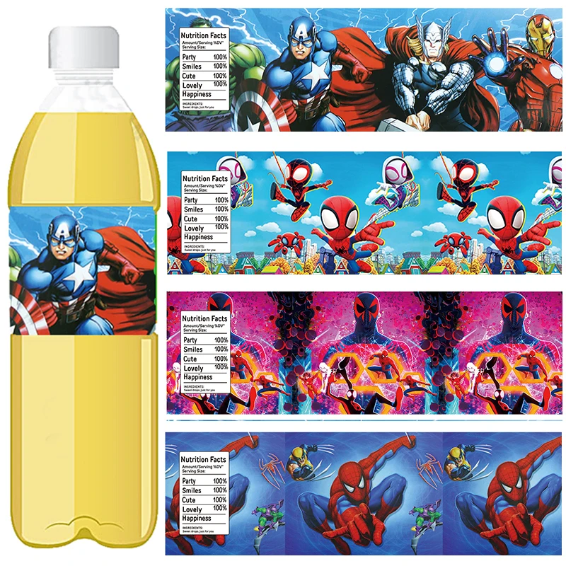 Spider man Birthday Party Decorations Sticker Baby Shower Party Supplies The Avenger Bottle Sticker Label Accessories Decor