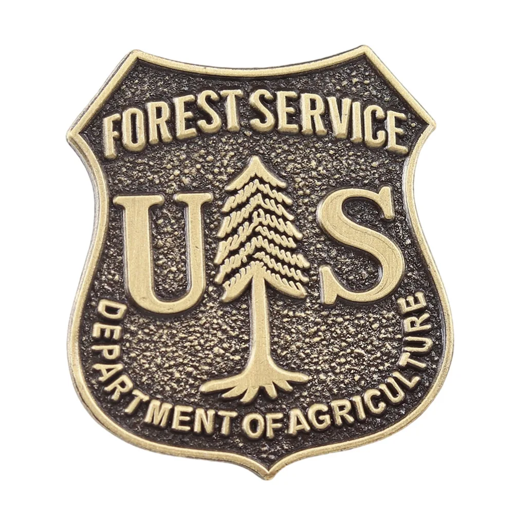 1PC US Forest Service Enamel Pin, Vintage Bronze Outdoor Badge, Nature Camping Hiking Jewelry Gift for Mountain Lovers