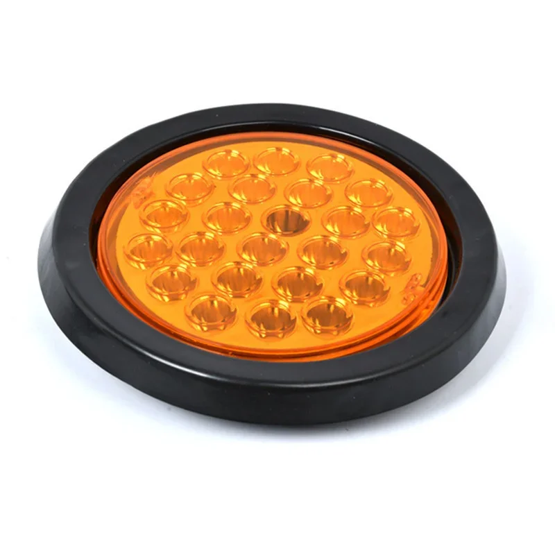 2Pcs 24V 24 LED Rear Tail Brake Stop Marker Lights Indicator Car Truck Trailer Round Reflector Warning Lamps Red Yellow White image 5