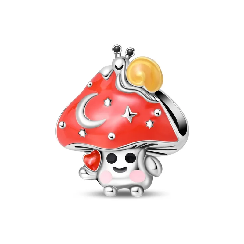 

2026 New 925 Sterling Silver Color Mushroom Elf Charms Bead Fit Original Bracelet DIY Women Party Jewelry