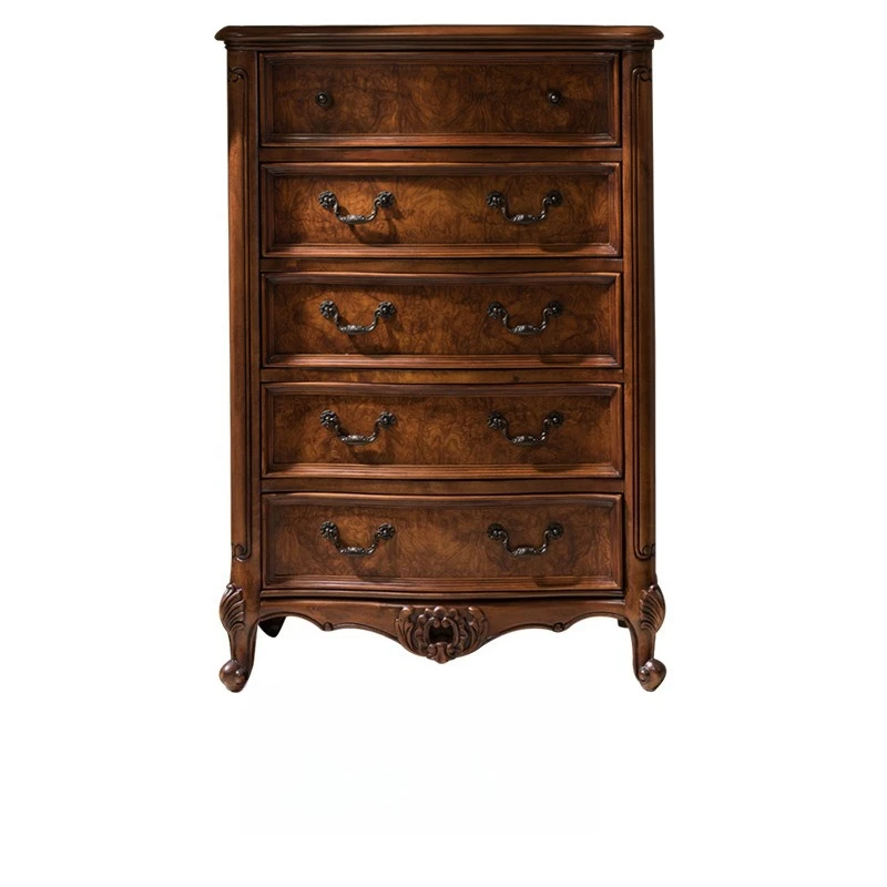 American villa solid wood carving flower chest European retro storage cabinet chest bedroom furniture
