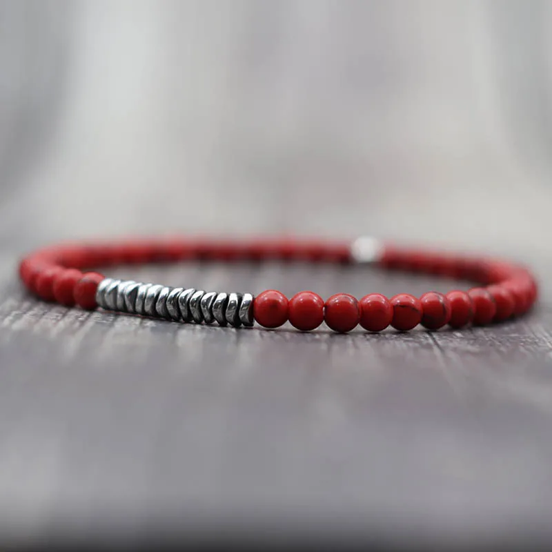 Simple 4mm Natural Stone Bracelet Men Apparel Accessories Hematite Howlite Tiger Eyes Beaded Braslet Homme Cycling Cool Pulseira