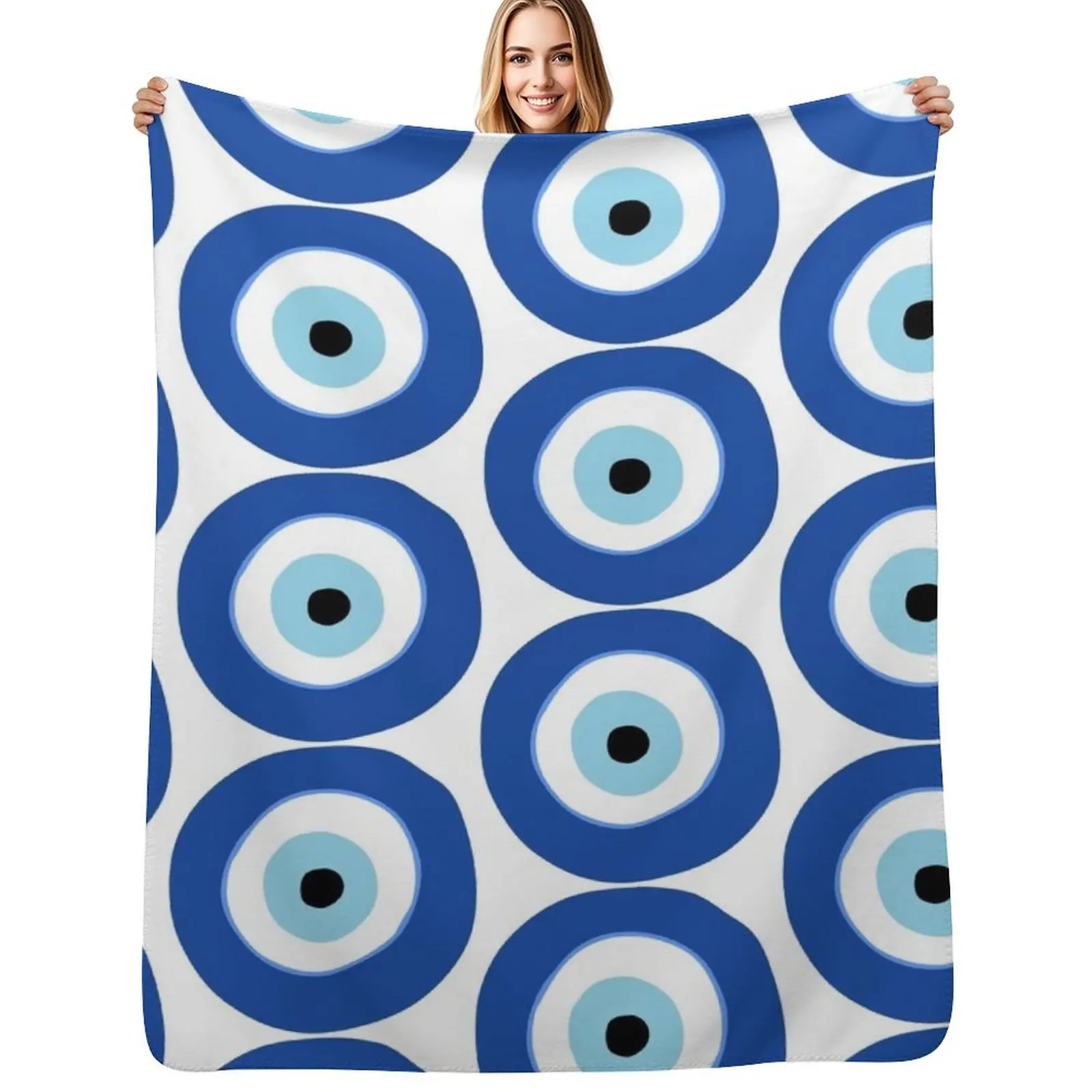 Nazar Evil Eye Protection Throw Blanket Soft Cozy Blanket for Pet Kids Adults