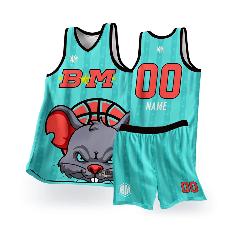 BASKETMAN Basketball Sets For Men Hot Press Printed Team Name Number Logo Animal Rat Pattern Jerseys Shorts Training Tracksuits