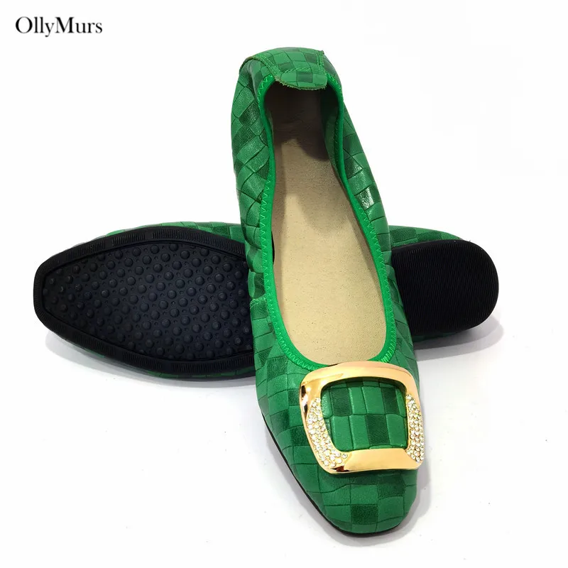 New Arrival Cow Leather With Metal Flats Woman Shoes Italian Style Ladies Comfortable Low Heels Shoes For Party