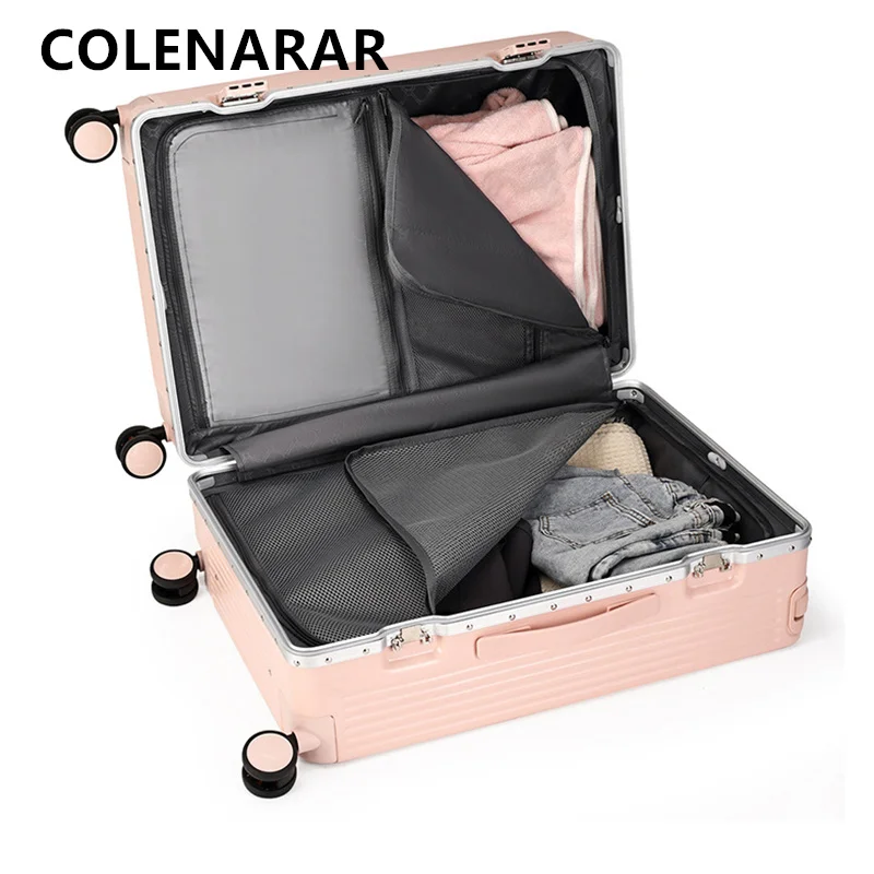 COLENARA PC 가방 20 "22" 24 "26 인치 알루미늄 프레임 탑승 상자 대용량 트롤리 케이스 강력하고 내구성이 뛰어난 수하물