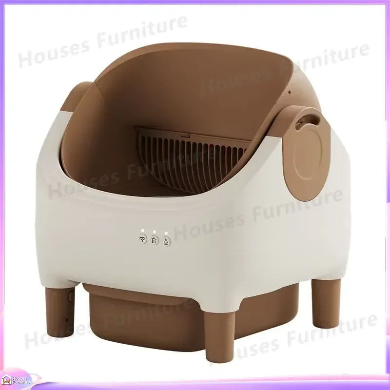 Large Automatic Cat Litter Box with Dual Sensor Protection Splash Proof Smart Self Cleaning ABS Plastic Cat Toilet for