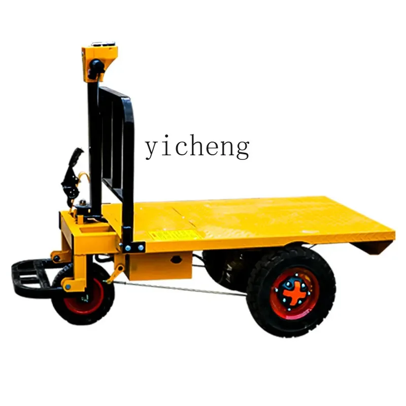 ZC electric flatbed truck handling station drives the tile truck to transport the pallet truck.