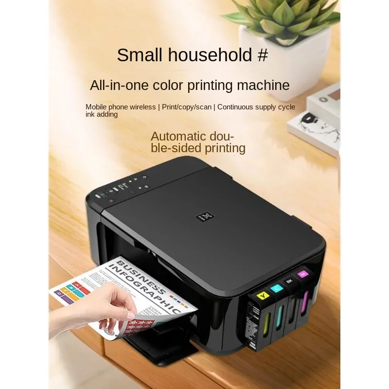 Impresora a color, máquina de copia y escaneo pequeña para el hogar, teléfono móvil, tanque de tinta de inyección de tinta fotográfica inalámbrico
