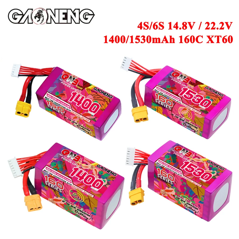 GNB 4S 6S 14.8V 22.8V 1400mAh 1530mAh 160C/320C Lipo Battery  FPV Drone Quadcopter Airplane Helicopter RC Car Boat Parts Hobby