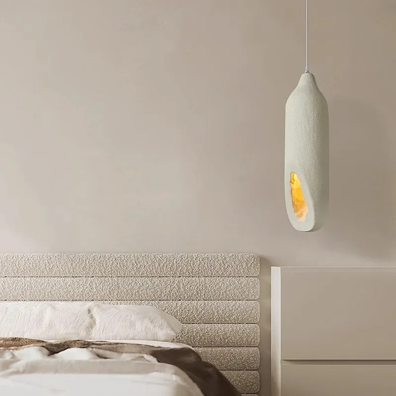 Nordic Wabi Sabi Off White Pendant Light Led Clothing Store Home Stay Hanging Lamp  Water Bottle Shape Bedroom Dining Room Light