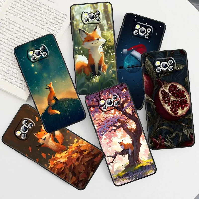 

Fox Pomegranate Girl Pattern For Xiaomi Mi Poco F3 F4 F5 F6 X3 X4 X5 X6 X7 M3 M4 M5s M5 M6 GT Pro 5G Black Cover Phone Case