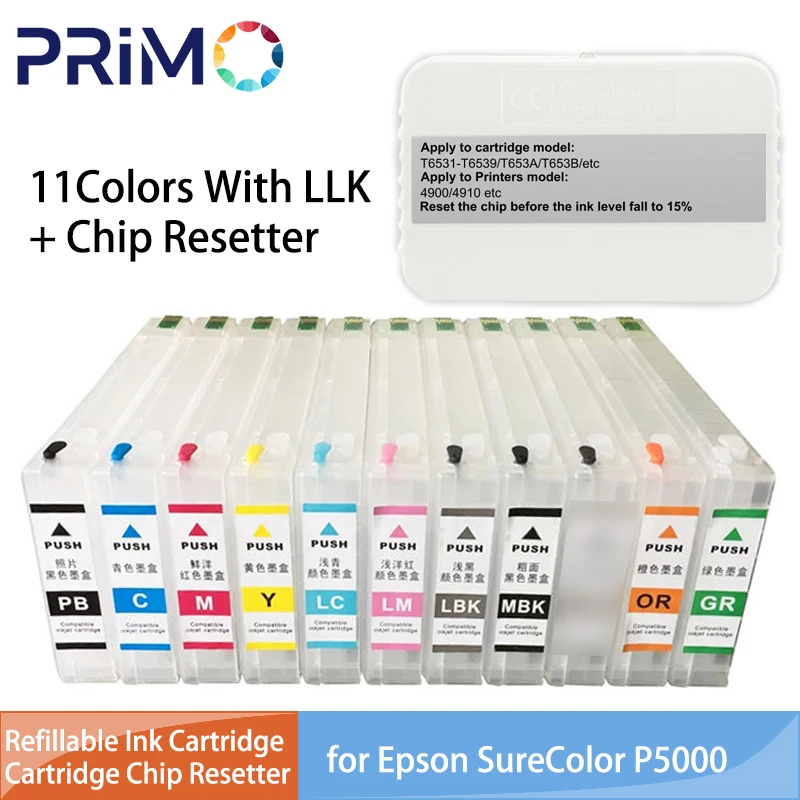 Imagem -01 - Cartucho de Tinta Recarregável para Epson P5000 Surecolor Sc-p5000 T9131-t9139 T913a T913b T913d 11 Cores 12 Cores