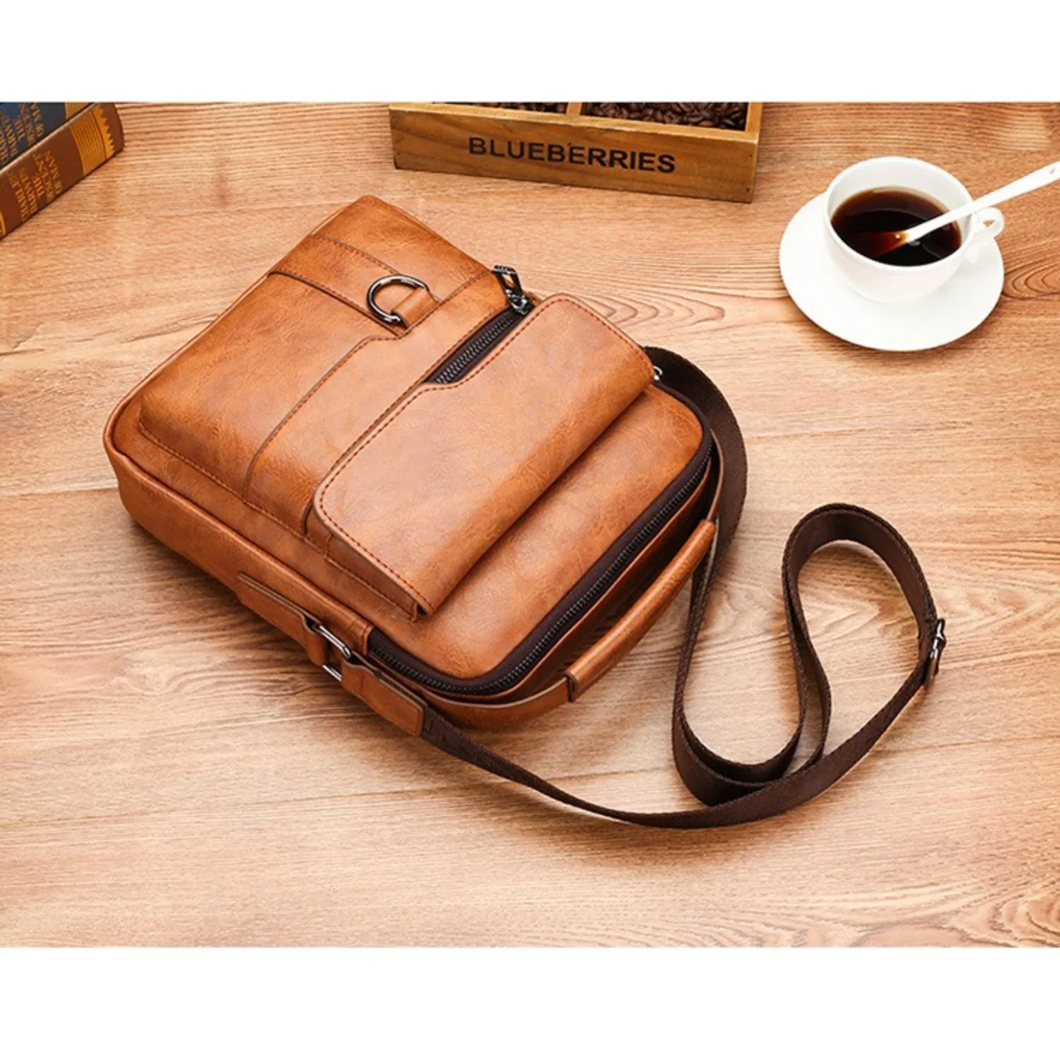 Men\'s Shoulder Bag PU Leather Flap Mens Crossbody Business Flap (for 9.7\