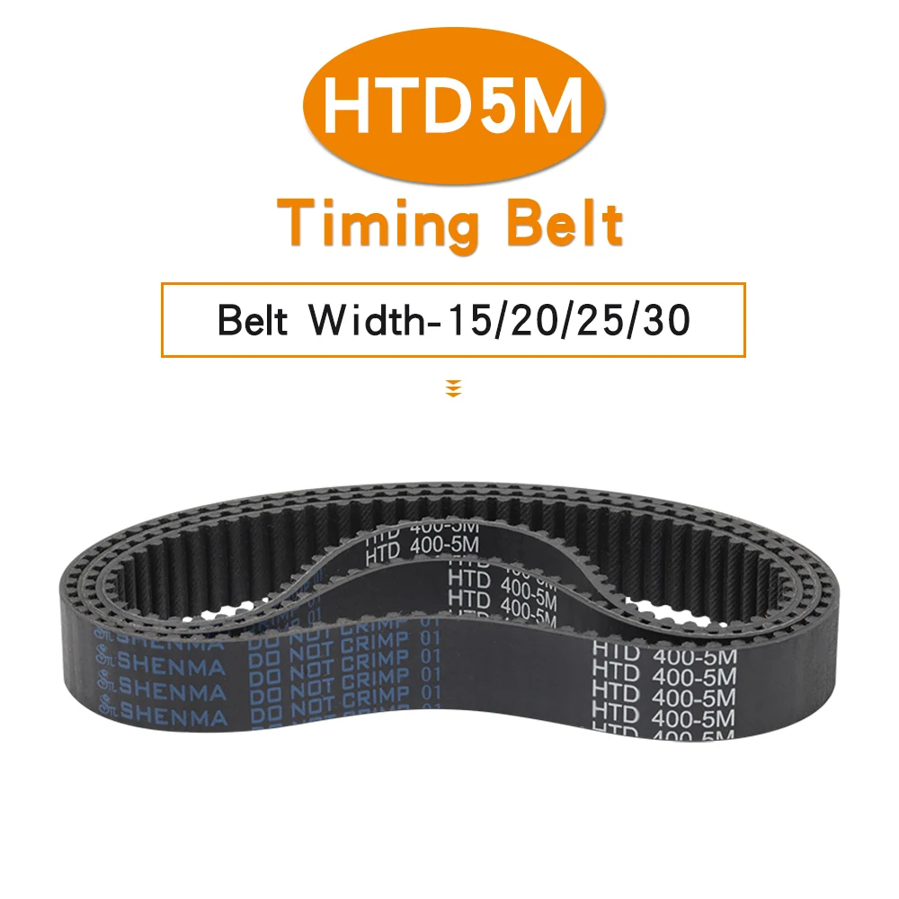 1 Pcs HTD5M Timing Belt Width 15/20/25/30 mm Closed Loop Rubber Belt Perimeter 350/355/360/365/370/375/380/385/390/395/400 mm