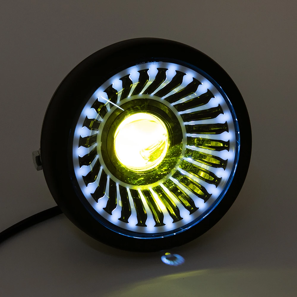 For Harley Davidson Cruiser Crown Motorcycle Parts 6.5'' LED Headlights Vortex Shaped White High And Low Beam Headlights