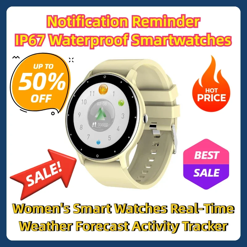 Notification Reminder IP67 Waterproof Smartwatches Women's Smart Watches Real-Time Weather Forecast Activity Tracker