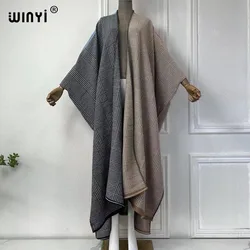 WINYI afrykańska blogerka zimowa Maxi sweter damska sukienka abaya jesienne stroje dla kobiet płaszcz z przodu luźne kimona