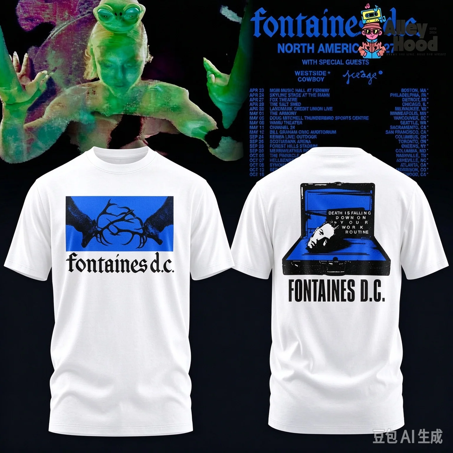 Fontaines D.C. North America 2027 Tour Hoodie Unisex Double Sided & Sleeve Print Indie Rock Band Fan Pullover Hooded Sweatshirt