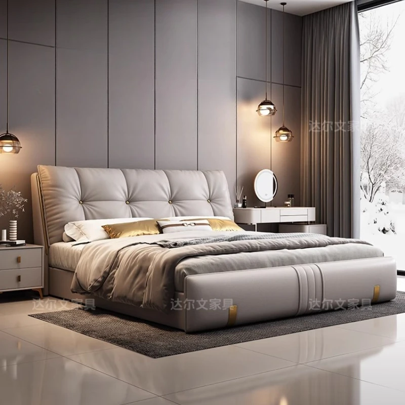 

Nordic Aesthetic Bed 180x200cm Frames Headboard Cream Bed Sleeping Nightstands Design Meubles De Chambre House Accessories