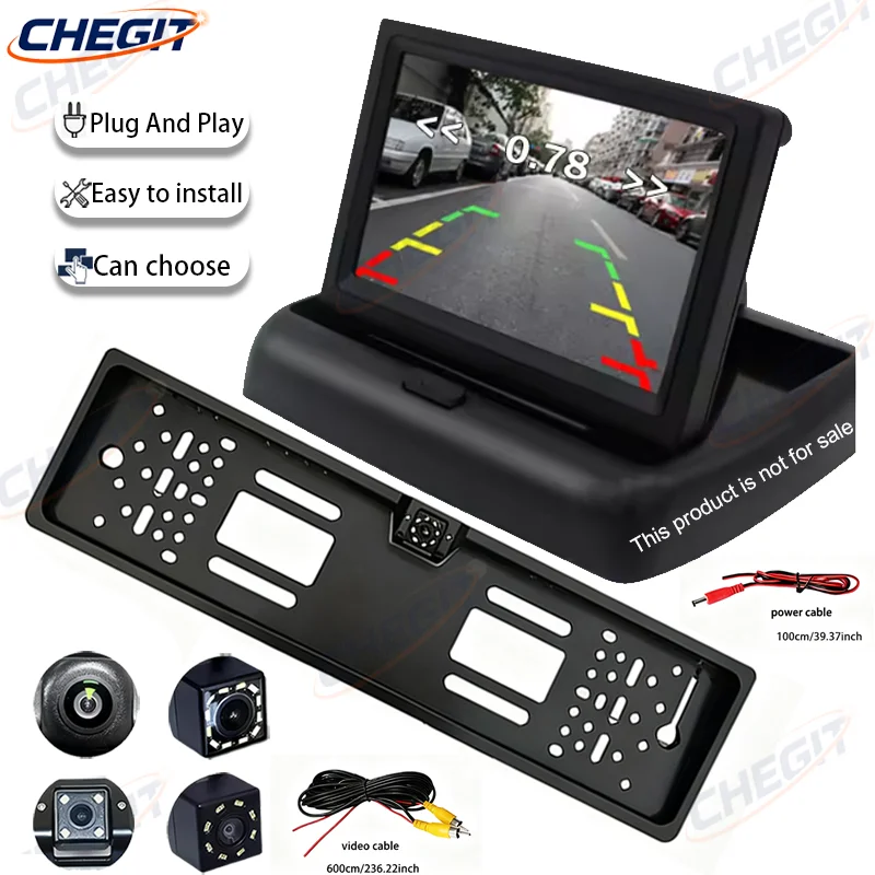 

4/8/12LED European License Plate Rearview Camera Frame Reverse Backup Camera Night Vision for Truck Car SUV, Camper Pickup