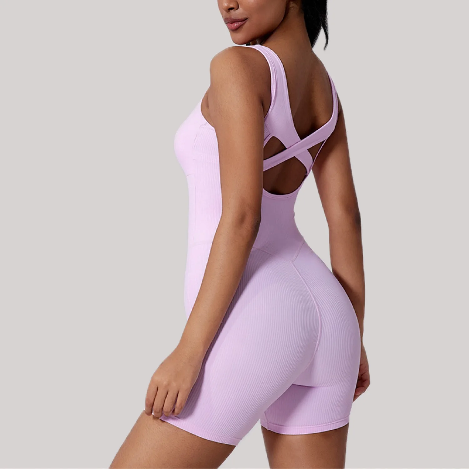 Комплект для йоги, спортивный комбинезон без рукавов, однотонный эластичный женский облегающий быстросохнущий боди для йоги, спортивная одежда для фитнеса