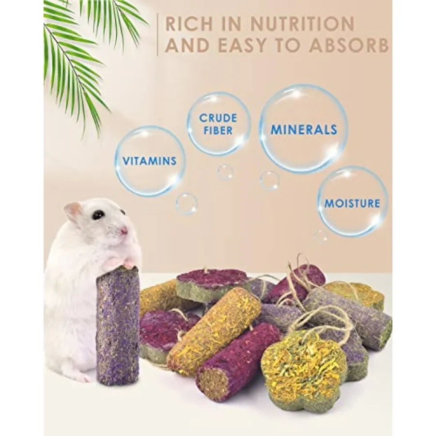 12 قطعة أعواد مضغ أرنب معلقة عصي المضغ والكعك مع تيموثي القش الجزرة الفراولة علاج للأرنب شينشيلا خنزير غينيا