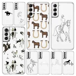 Animal Art Horse Clear Phone Case For Samsung Galaxy S24 Plus S23 FE S22 S21 S20 Ultra 5G S10 S10E S9 S8 Soft Silicone Cover